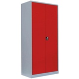 LÜLLMANN Stahlschrank 530354 feuerrot, lichtgrau 92,5 x 50,0 x 195,0 cm, aufgebaut