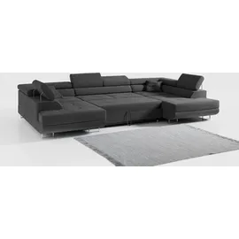 MKS Meble Ecksofa Dunkelgrau mit Bettkasten