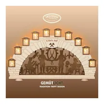 Weigla LED Schwibbogen Erzgebirge, Bergmann, Holz Lichterbogen, NATUR-BRAUN, Made in Germany (1-tlg), Erzgebirge garantiert, Weihnachtsdeko Innen, Weihnachtsbeleuchtung beige|braun