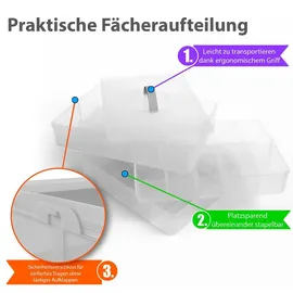 BigDean Sortierbox Aufbewahrung 24 x 18,5 x 16 cm 3-tlg. transparent