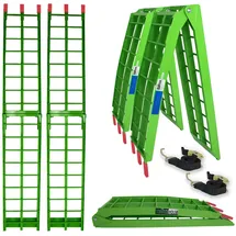 Baumarktplus TRUTZHOLM 2 x Auffahrrampe klappbar 180 cm Traglast 680 kg Alu grün geriffelte Einzelstäbe Verladerampe