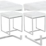CLP Sitzhocker Barci Kunstleder 2er Set 40 x 45 x 40 cm Weiß