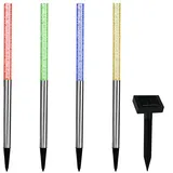 monzana Monzana® LED Solarlampe Außen 4er Set Wetterfest IP44 Dämmerungssensor Farbwechsel Bunt Erdspieß Edelstahl Garten Außenlampe Balkon Deko