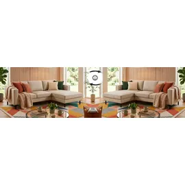 TRENDMANUFAKTUR Eckcouch Polyester 2-Sitzer Grau