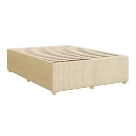 vidaXL Boxspringbett mit Matratze Creme 140x200 cm Stoff