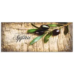 Küchenrückwand ARTLAND "Oliven Guten Appetit", braun, B:160cm H:65cm, Aluminium, Spritzschutzwände, Alu Spritzschutz mit Klebeband, einfache Montage