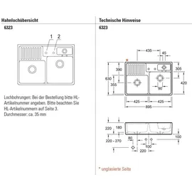Villeroy & Boch Spülstein Doppelbecken weiß alpin + Excenterbetätigung