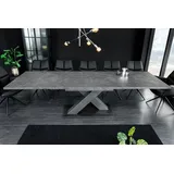 riess-ambiente Esstisch MONTREAL 180-230-280cm grau/graphit · Konferenztisch in Keramik-Design (Einzelartikel, 1-St), ausziehbar · X-Gestell · bis 12 Personen · Industrial Design grau