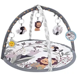 Chipolino Spielbogen Tiere, Musikfunktion, 5 Hängespielzeuge, Krabbeldecke grau