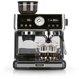 BEEM Espresso-Grind-Expert Premium Siebträgermaschine schwarz-silber mit Mahlwerk