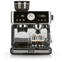 BEEM Espresso-Grind-Expert Premium Siebträgermaschine schwarz-silber mit Mahlwerk