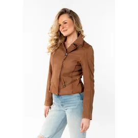 Mauritius Lederjacke "MWAmita OT", Damen, Gr. L, braun (cognac), Obermaterial: 100% Schafsleder. Futter: 100% Baumwolle. Ärmelfutter: 100% Polyester, unifarben, figurbetont taillenlang, Jacken, mit asymmetrischem Reißverschluss