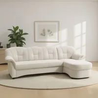 Ecksofa DOMO COLLECTION "Flores Schlafsofa, B/T/H: 233/142/86 cm, L-Form" Sofas Gr. B/H/T: 231cm x 84cm x 142cm, Luxus-Microfaser, Recamiere rechts, mit Funktion-ohne Federkern, beige (creme) wahlweise mit Bettfunktion, Federkern, auch in Leder