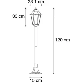 QAZQA Stehende Außenlaterne Aluminium 120 cm IP44 1-flammig schwarz