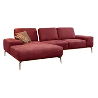 W.SCHILLIG Ecksofa run, Designsofa mit tollem Sitzkomfort, bequem, L-Form, mit Holzsockel, Füße in Bronze pulverbeschichtet, Breite 279 cm rot
