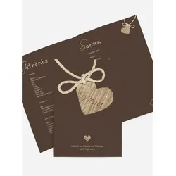 Menükarten zur Hochzeit selbst gestalten mit Spruch und Fotos im Onlinedesigner bei Meine-Kartenmanufaktur.de