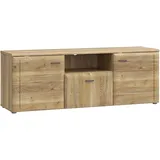 Forte Lowboard FORTE "Akinori TV-Board, TV-Schrank", braun (mauvella eiche), B:149,8cm H:53,7cm T:41,8cm, Spanplatte, Sideboards, Lowboard, TV Board, MDF Front, Holzoptik; Metallgriffe, Vollauzug, Soft Close