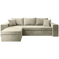 Luxusbetten24 Schlafsofa Designer Sofa Denver, mit Stauraum und Schlaffunktion beige