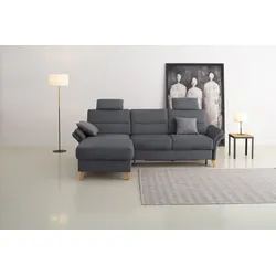 Ecksofa HOME AFFAIRE "Westerland L-Form", grau, B:252cm H:90cm T:162cm, 100% Polyester, Sofas, Federkern-Polsterung, wahlweise mit Bettfunktion, Bettkasten
