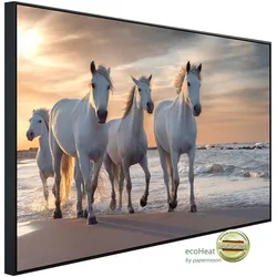 PAPERMOON Infrarotheizung "Pferde am strand", bunt (kunstmotiv im aluminiumrahmen), B/H/T: 120cm x 90cm x 3cm, 1200 W, Heizkörper, sehr angenehme Strahlungswärme