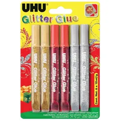 UHU Glitzerkleber Glitter Glue Creativ, Inhalt: 6 x 10 ml