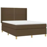 vidaXL Boxspringbett mit Matratze & LED Dunkelbraun 140x200 cm Stoff