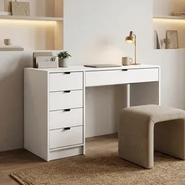 beautysofa SCHREIBTISCH Malta mit 5 Schubladen, mit Griffen, Weiß