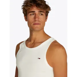 Tommy Hilfiger Tanktop TOMMY JEANS "TJM XSLIM 2PCK RIB TANK EXT", Herren, Gr. L, beige (ecru, ecru), Single Jersey, Obermaterial: 100% Baumwolle, slim fit, tiefer Rundhals, Tops Tanktop, mit gerippter Struktur