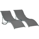 Outsunny Sonnenliege Gartenliegen im 2er-Set Ergonomisch Dunkelgrau
