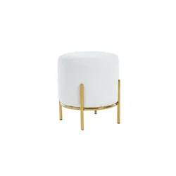 Hocker Bouclé Dejan , weiß , Maße (cm): B: 35 H: 38  Ø: 35