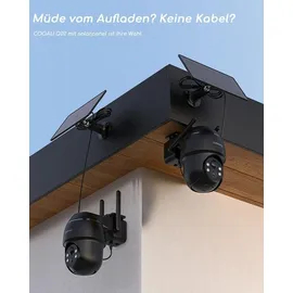 COOAU Überwachungskamera Aussen Solar Akku Kamera Überwachung Außen - 2K PTZ 355°/90° Kabellos WLAN IP Kamera​Outdoor mit Smart Bewegungsmelder | Farbige Nachtsicht | Schwarz