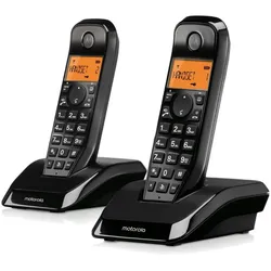 Motorola S1202 2x DECT-Telefone S12, Anrufsperre, Nicht-Stören, Freisprechen, 50 Kontakte, heller Bildschirm