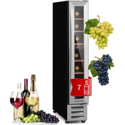 Klarstein Weinkühlschrank Vinovilla 7, für 7 Standardflaschen á 0,75l,Wein Flaschenkühlschrank Weintemperierschrank Weinschrank Kühlschrank silberfarben