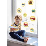 KOMAR Fensterbild Cars Ka-Chow Bubbles - Größe 30 x 30 cm, 2 Bogen - Fenstersticker, Disney, Kinderzimmer, Babyzimmer, Auto