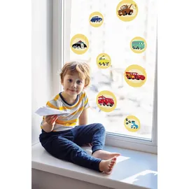 KOMAR Fensterbild Cars Ka-Chow Bubbles - Größe 30 x 30 cm, 2 Bogen - Fenstersticker, Disney, Kinderzimmer, Babyzimmer, Auto