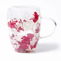 AWSOLAR Blumen Doppelwandige Kaffeegläser, 350ML Thermogläser Latte Macchiato Gläser Doppelwandig für Cappuccino, Latte Macchiato, Tee, Eis und Milch