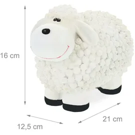 Relaxdays Gartenfigur Schaf, Weiß,Schwarz