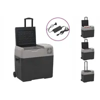 vidaXL Kühlbox Kompressor Kühlbox mit Rollen und Adapter Schwarz Grau 40 L Camping V schwarz