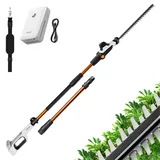 Litheli Teleskop Heckenschere Akku 20 V mit Fixed Teleskopstange,6-Fach Verstellbarer Teleskopstiel bis 3,40 Meter Höhe,42 cm Schnittlänge,mit einen 10000mAh Akku,Stabheckenschere