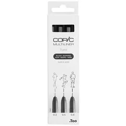 COPIC® Multiliner Fineliner schwarz 0.3 + 0.5 + 0.8 mm, 3 St.