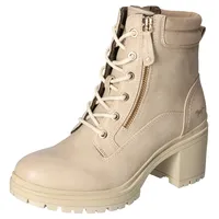 Mustang Stiefelette, Schnürboots, Blockabsatz, Trachtenstiefelette mit Reißverschluss Gr. 39, beige , 15973407-39