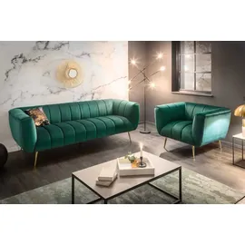 Riess-Ambiente Retro Sessel NOBLESSE 105cm smaragdgrün Samt mit Ziersteppung
