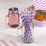 Premium Weddings Papierstrohhalme lila gestreift 25 Stück - Papier-Trinkhalme Strohhalme Papier Trinkhalme Papier Papierhalme Streifen lila