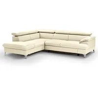 Roller Ecksofa - creme - Leder - mit Funktionen - Recamiere links