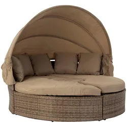 Gartenlounge-Set MY FLAIR, beige (beige, beige, beige), Polyrattan, Eisen, Sitzmöbel-Sets, inkl. Sonnendach