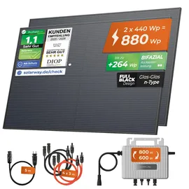 solarway Balkonkraftwerk monokristallin 800 W inkl. EcoFlow Stream 800 W Wechselrichter