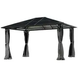 Brast Alu Pavillon mit festem Dach Premium 3 x 4 m grau