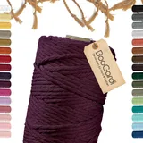 BooGardi Makramee Garn 100% Baumwolle - Farbe: Beere - Größe: 5mm x 100m - Violett