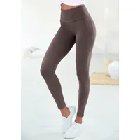 LASCANA Leggings LASCANA Gr. 56/58, N-Gr, grau (taupe) Damen Hosen mit breitem Bündchen