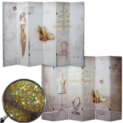 Foto-Paravent Retro, Raumteiler Trennwand, Glitzer Fashion MVG-zertifiziert ~ 180x240cm